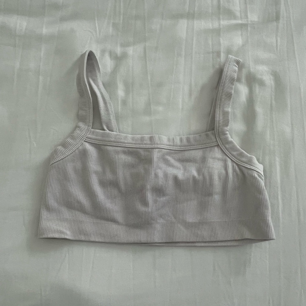 White Ribbed Cropped Bra Top